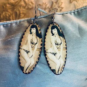 Handmade Bettie Page pin-up earrings